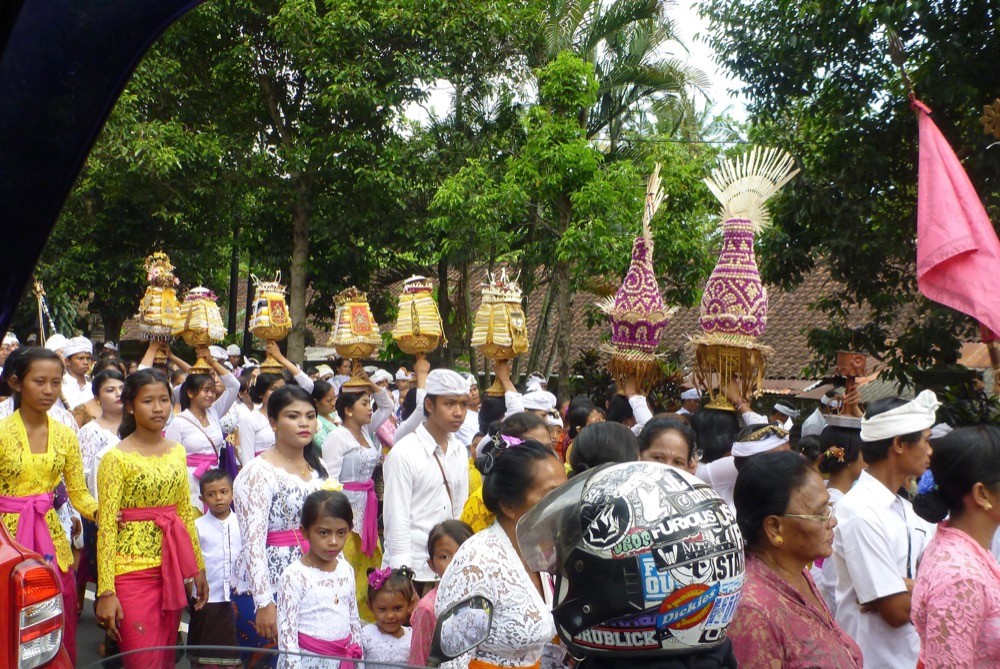 Indonesian people parading in celebration